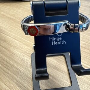 Vintage Medical Alert Stretch Bracelet With Compartment Stainless Steel